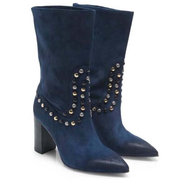 Free People Dakota Studded Heeled Boots in blue - Picture 4 of 6